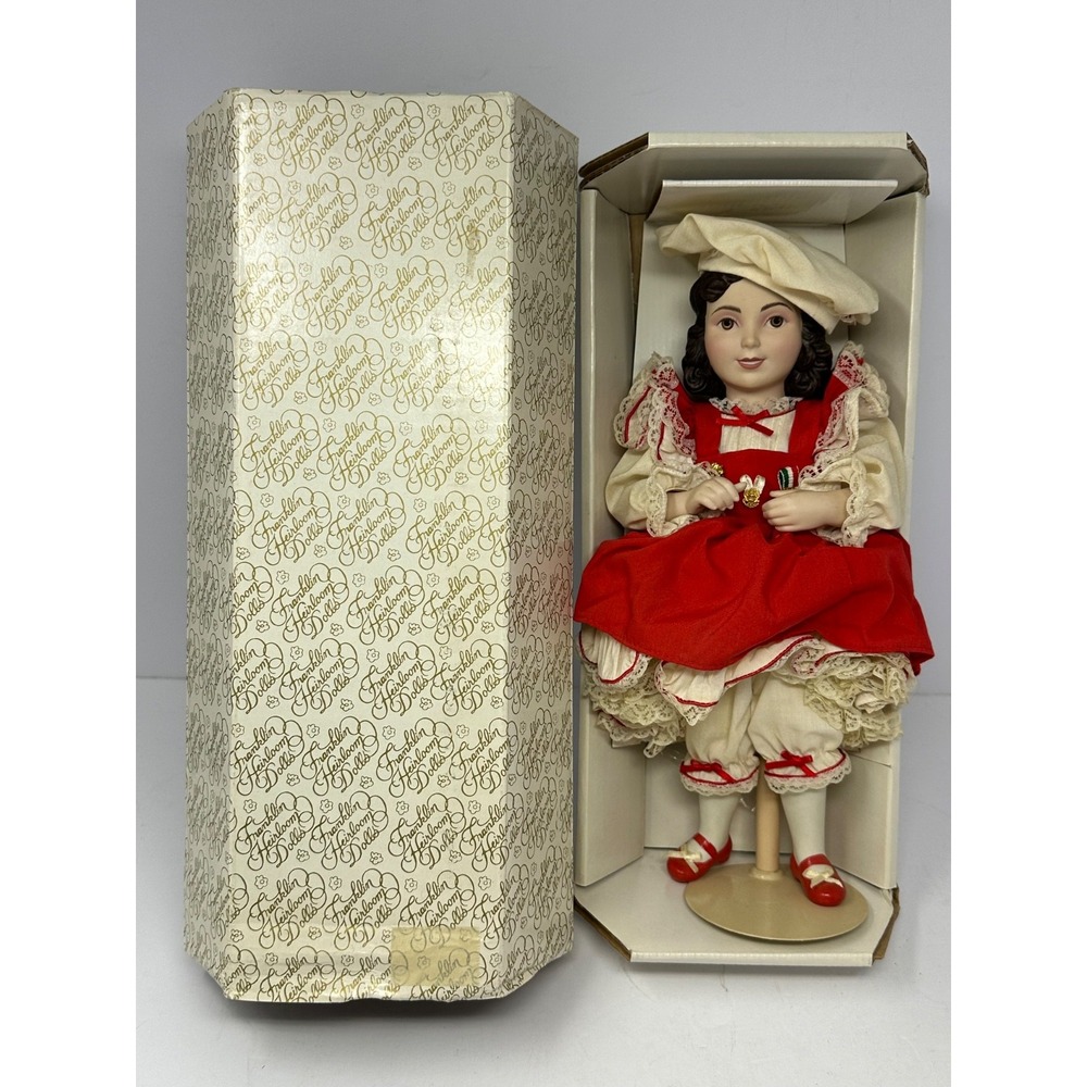 Vintage Franklin Mint Heirloom 13" Country Store Porcelain Doll "Armour Girl"